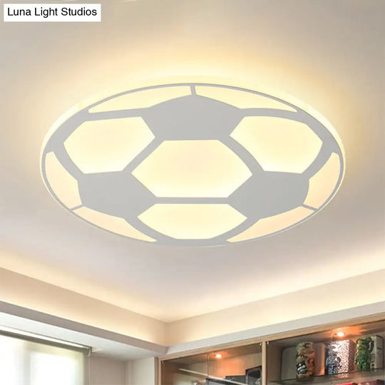 Sleek White Flush Mount Soccer Ceiling Light For Kids Bedroom