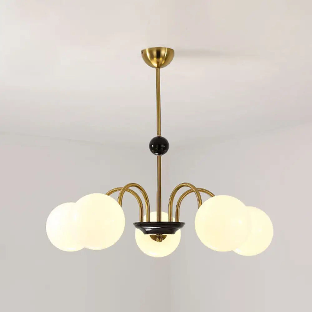 Sleek White Glass Ceiling Chandelier - Modern Minimalist Design 5 / Gold