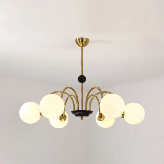 Sleek White Glass Ceiling Chandelier - Modern Minimalist Design 6 / Gold