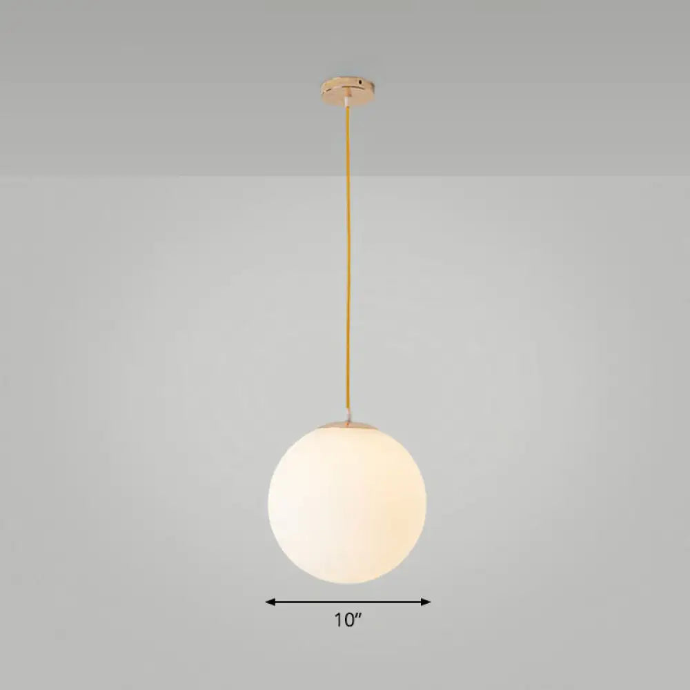 Sleek White Glass Pendant Light For Minimalist Table Settings / 10’