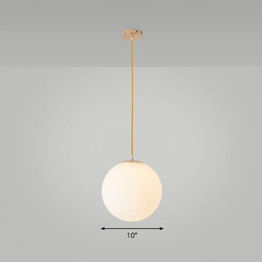 Sleek White Glass Pendant Light For Minimalist Table Settings / 10’