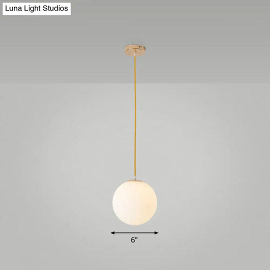 Minimalist White Glass Pendant Light For Table - Spherical Ceiling Suspension / 6