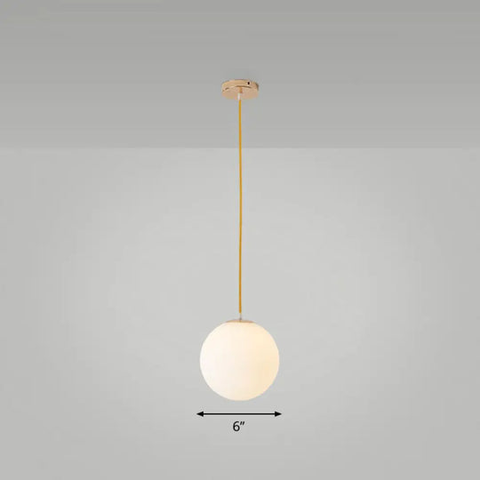 Sleek White Glass Pendant Light For Minimalist Table Settings / 6’