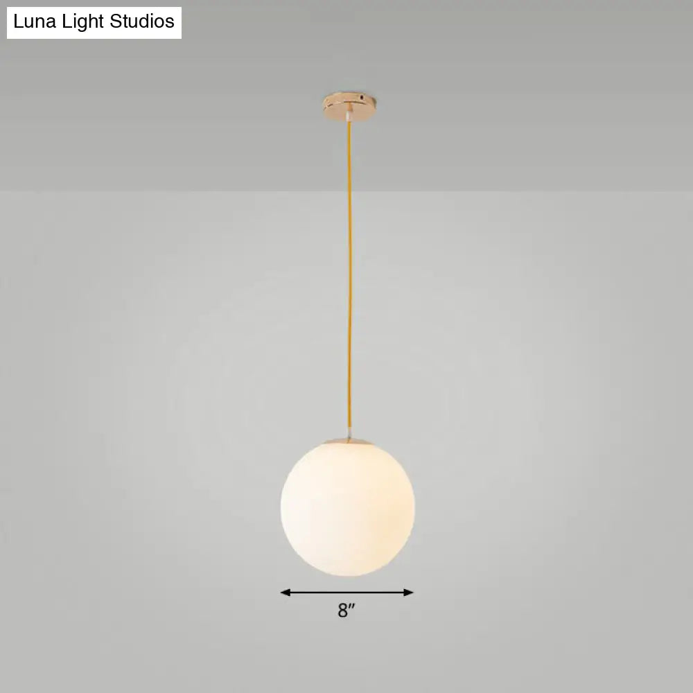 Minimalist White Glass Pendant Light For Table - Spherical Ceiling Suspension / 8