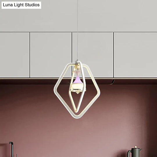 Sleek White Led Acrylic Suspension Lamp For Dining Room - Simple Wine Cup Design