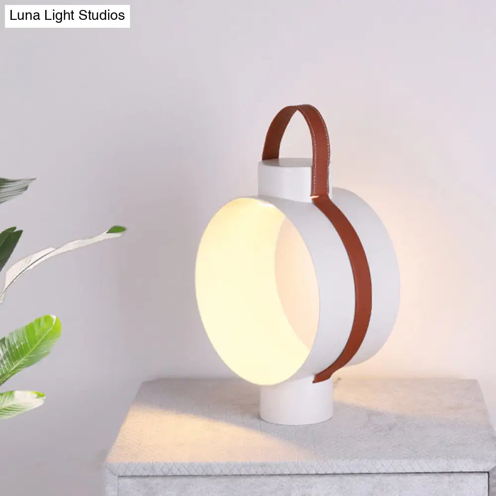 Sleek White Led Nightstand Light: Modern Circular Night Table Lamp For Bedside Ambiance