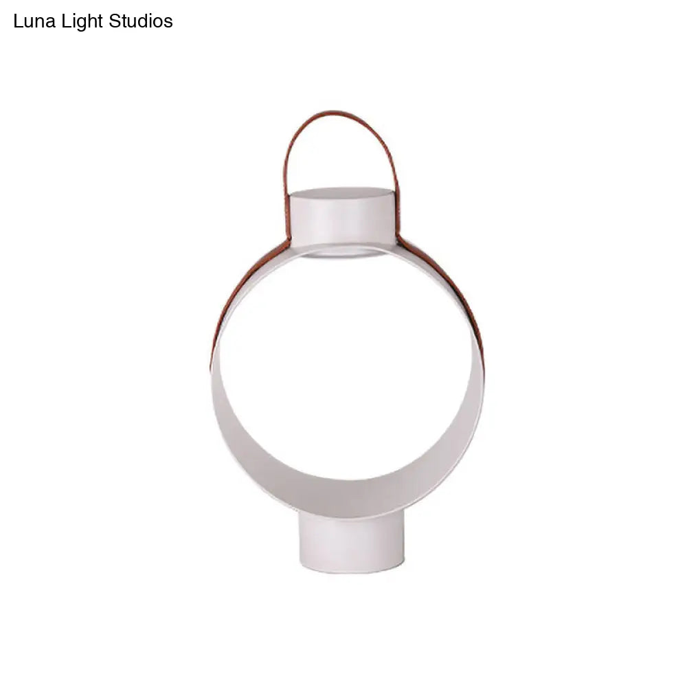 Sleek White Led Nightstand Light: Modern Circular Night Table Lamp For Bedside Ambiance