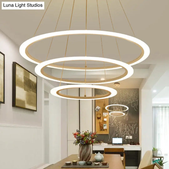 Sleek White Multi-Layer Led Chandelier Simplicity For Living Room Suspension Light