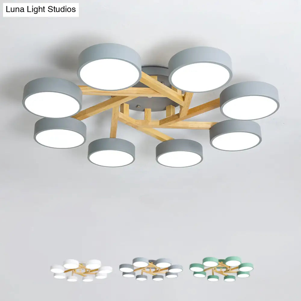 Sleek Wood Branch Led Ceiling Light With Minimalistic Acrylic Shade