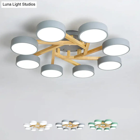 Sleek Wood Branch Led Ceiling Light With Minimalistic Acrylic Shade