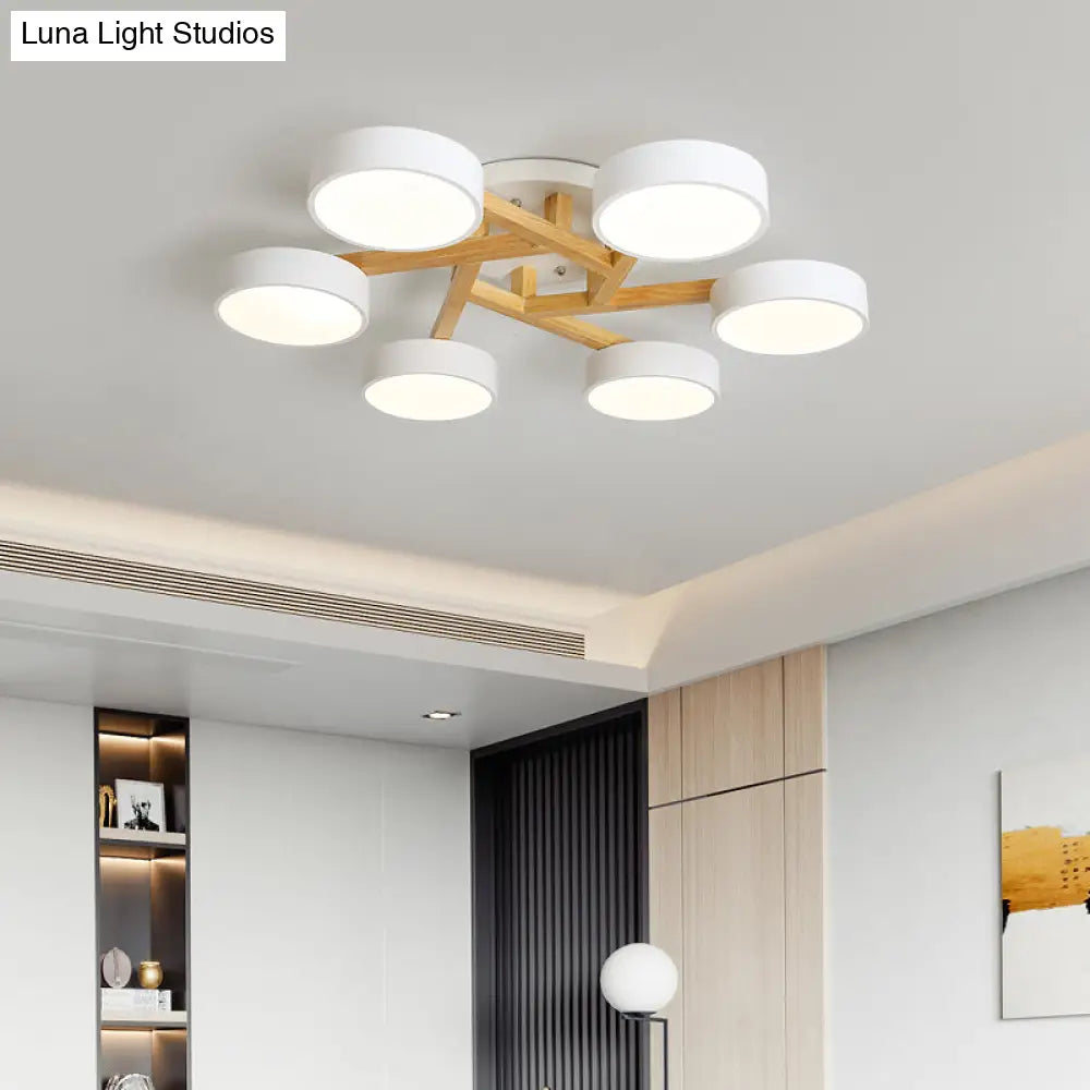 Sleek Wood Branch Led Ceiling Light With Minimalistic Acrylic Shade