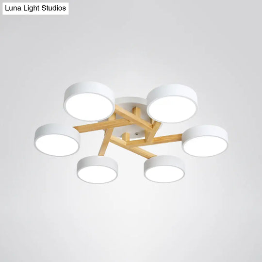 Sleek Wood Branch Led Ceiling Light With Minimalistic Acrylic Shade 6 / White