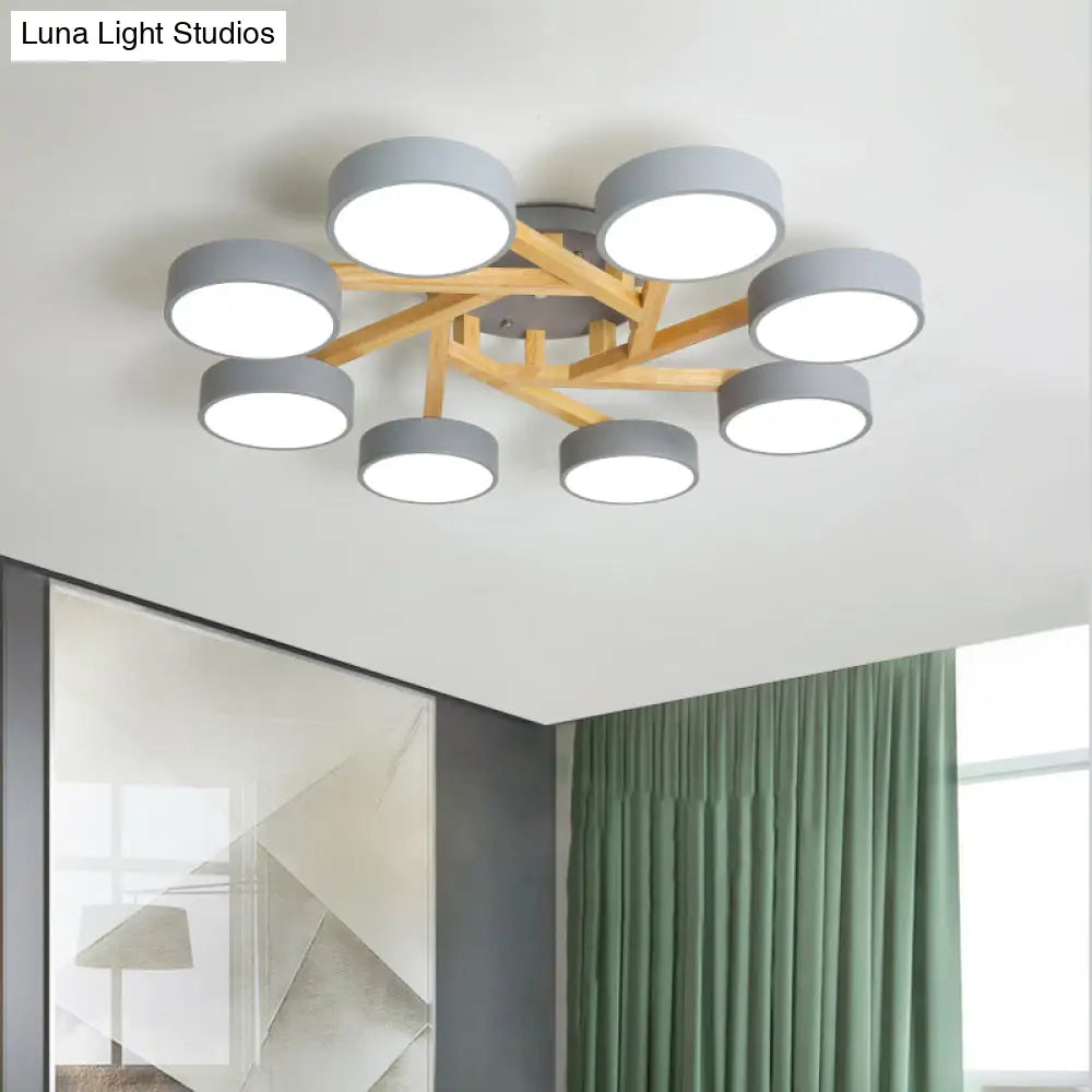 Sleek Wood Branch Led Ceiling Light With Minimalistic Acrylic Shade