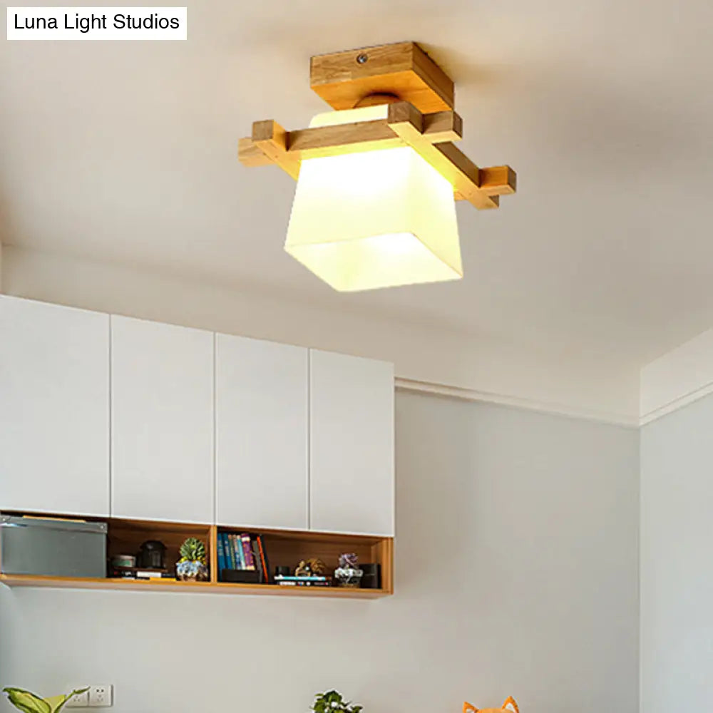 Sleek Wood Ceiling Light: Simplicity 1 - Light Flush Mount For Bedrooms