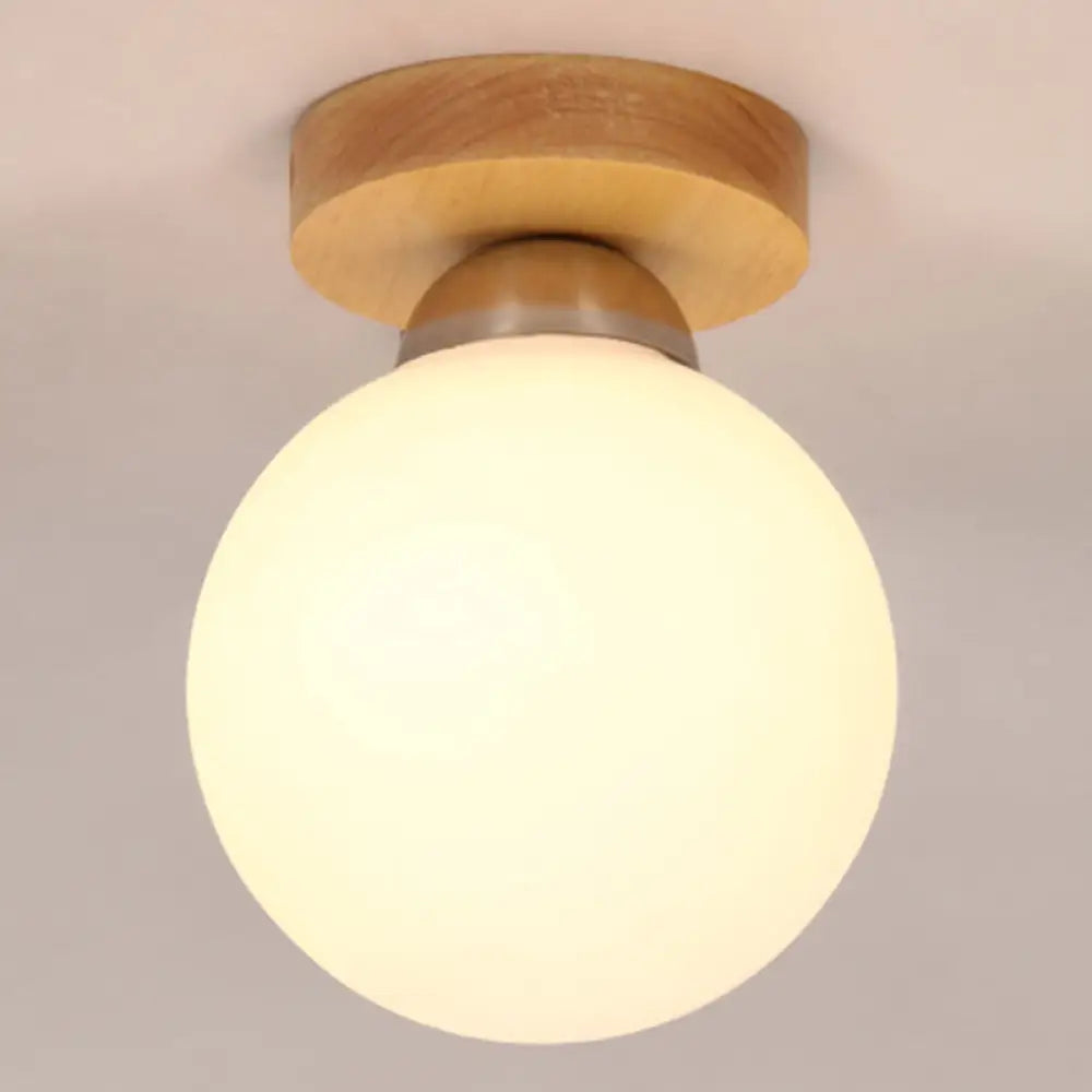 Sleek Wood Ceiling Light: Simplicity 1 - Light Flush Mount For Bedrooms / Globe