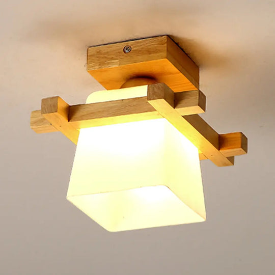 Sleek Wood Ceiling Light: Simplicity 1 - Light Flush Mount For Bedrooms / Square Plate