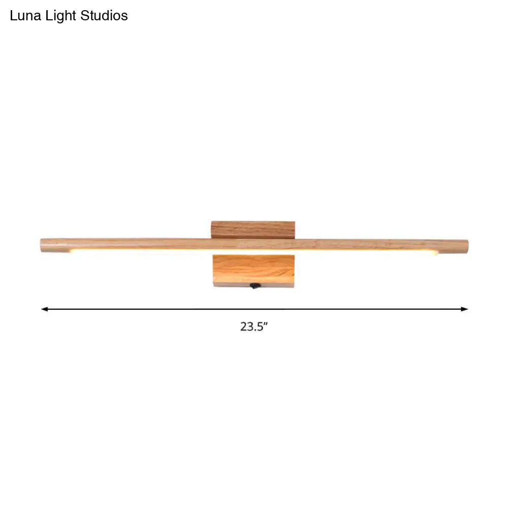 Sleek Wood Vanity Sconce - Modern Led Beige Wall Lamp In White/Warm Light