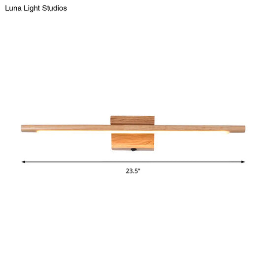 Sleek Wood Vanity Sconce - Modern Led Beige Wall Lamp In White/Warm Light