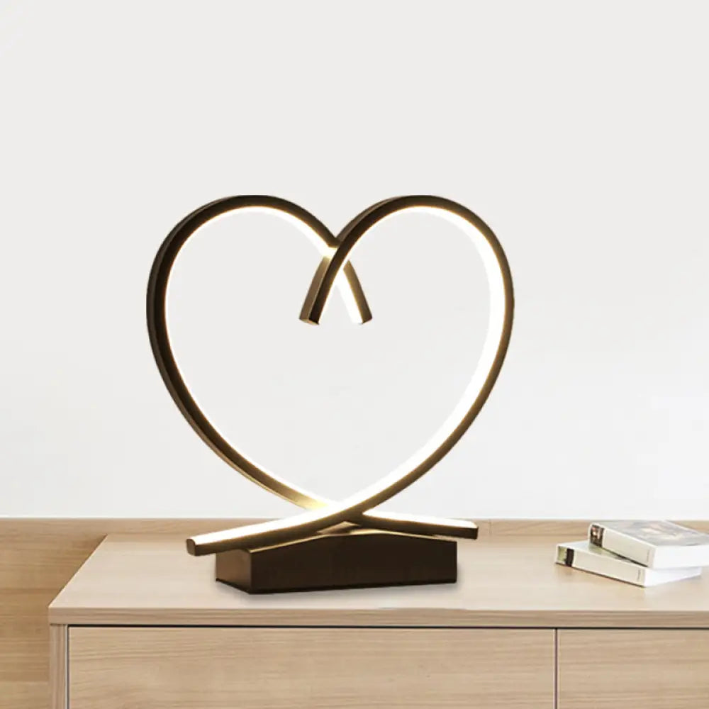 Sleek Wooden Night Table Light: Loving Heart Design Led Desk Lighting For Bedrooms Black/White/Wood