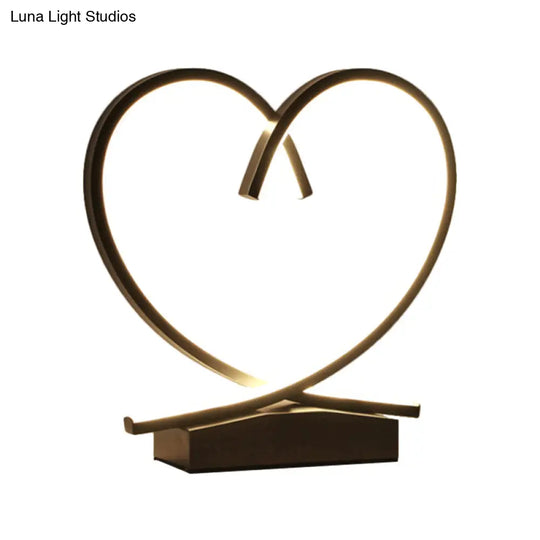 Sleek Wooden Night Table Light: Loving Heart Design Led Desk Lighting For Bedrooms Black/White/Wood