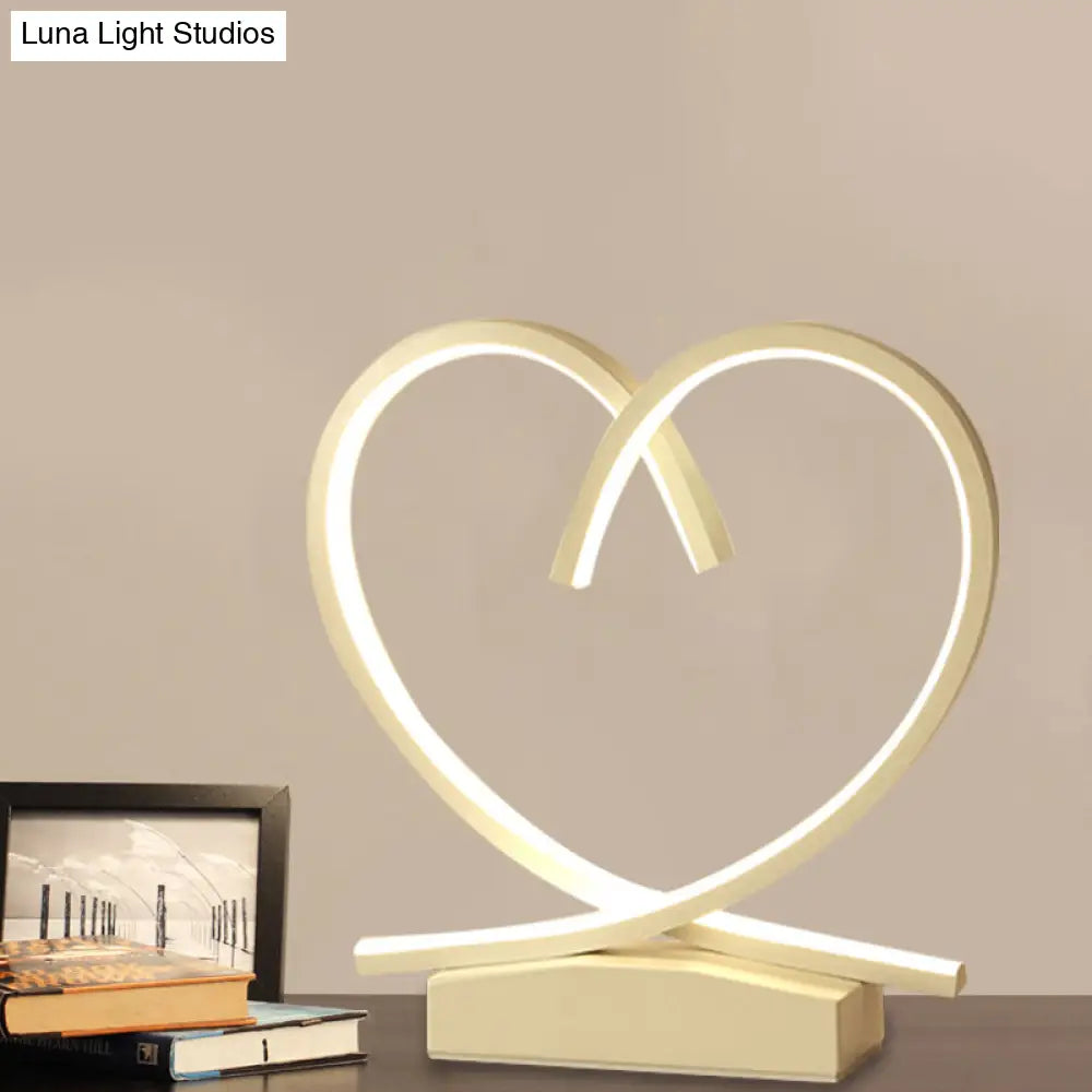 Sleek Wooden Night Table Light: Loving Heart Design Led Desk Lighting For Bedrooms Black/White/Wood