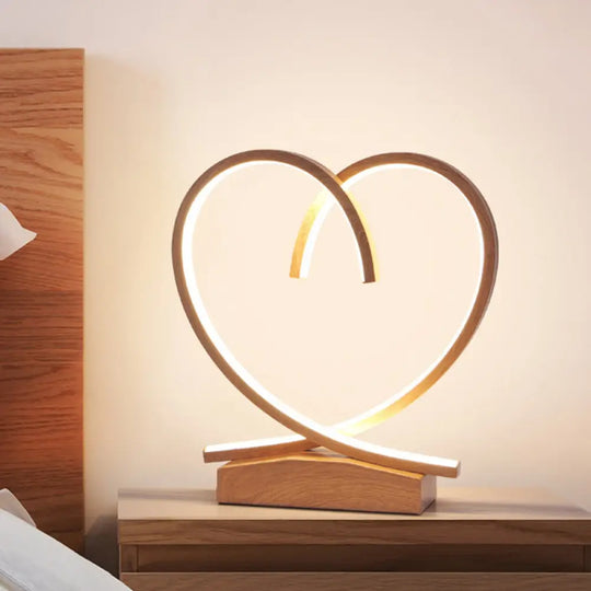 Sleek Wooden Night Table Light: Loving Heart Design Led Desk Lighting For Bedrooms Black/White/Wood