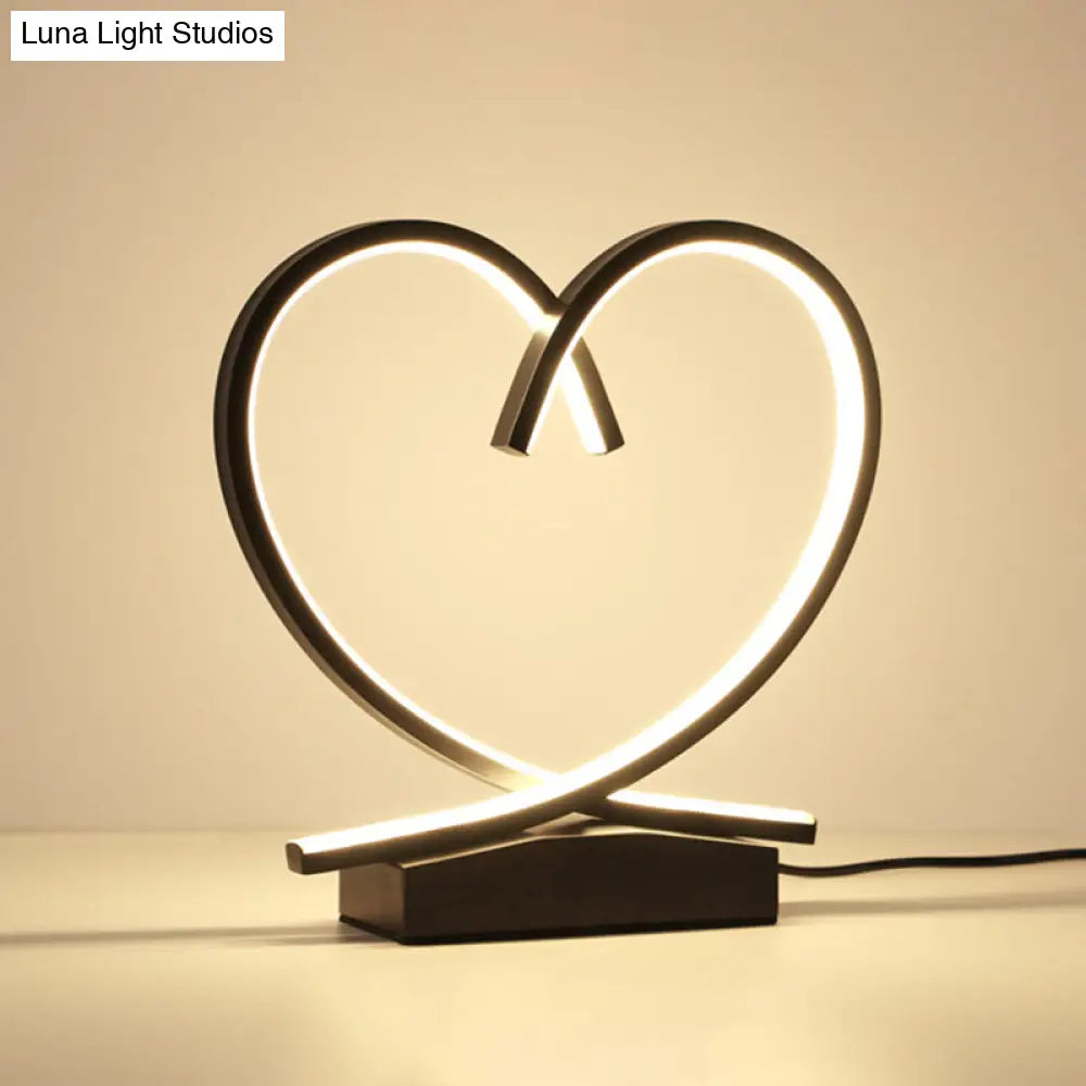 Sleek Wooden Night Table Light: Loving Heart Design Led Desk Lighting For Bedrooms Black/White/Wood