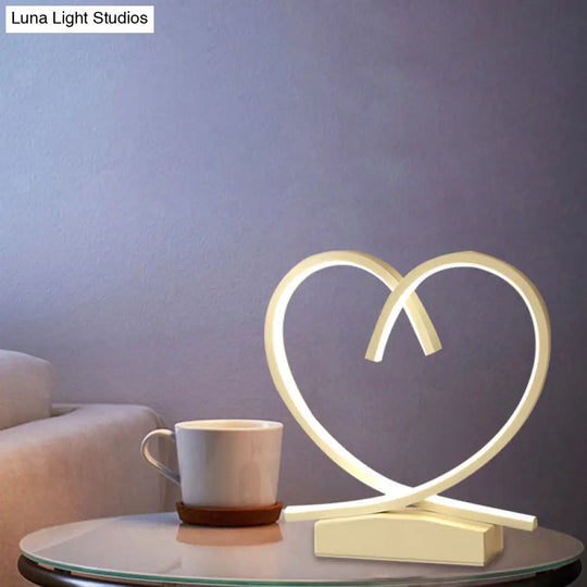 Sleek Wooden Night Table Light: Loving Heart Design Led Desk Lighting For Bedrooms Black/White/Wood