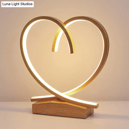 Sleek Wooden Night Table Light: Loving Heart Design Led Desk Lighting For Bedrooms Black/White/Wood