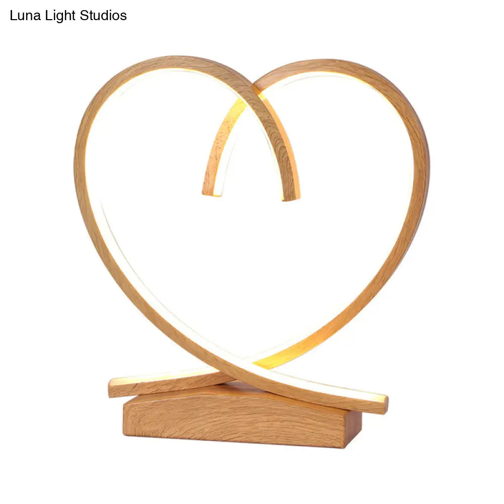 Sleek Wooden Night Table Light: Loving Heart Design Led Desk Lighting For Bedrooms Black/White/Wood