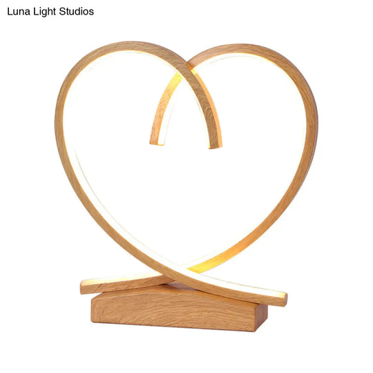 Sleek Wooden Night Table Light: Loving Heart Design Led Desk Lighting For Bedrooms Black/White/Wood