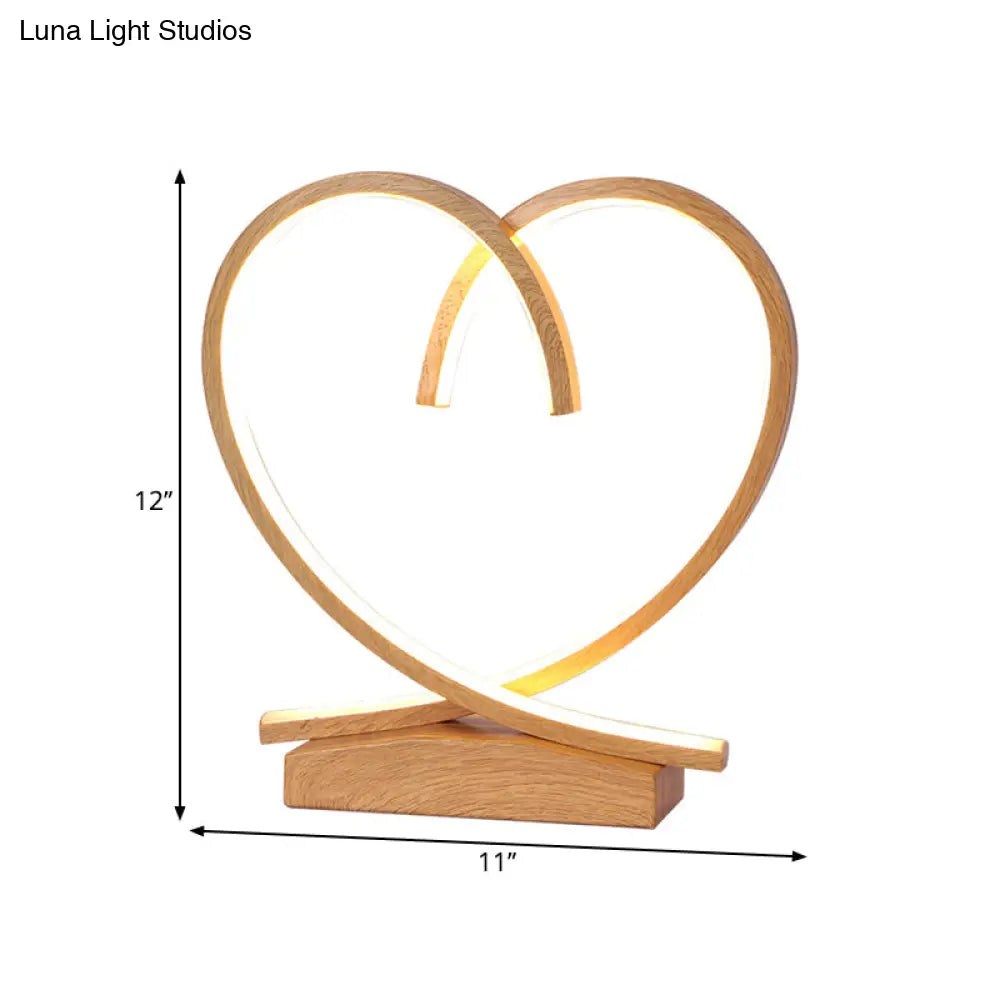 Sleek Wooden Night Table Light: Loving Heart Design Led Desk Lighting For Bedrooms Black/White/Wood