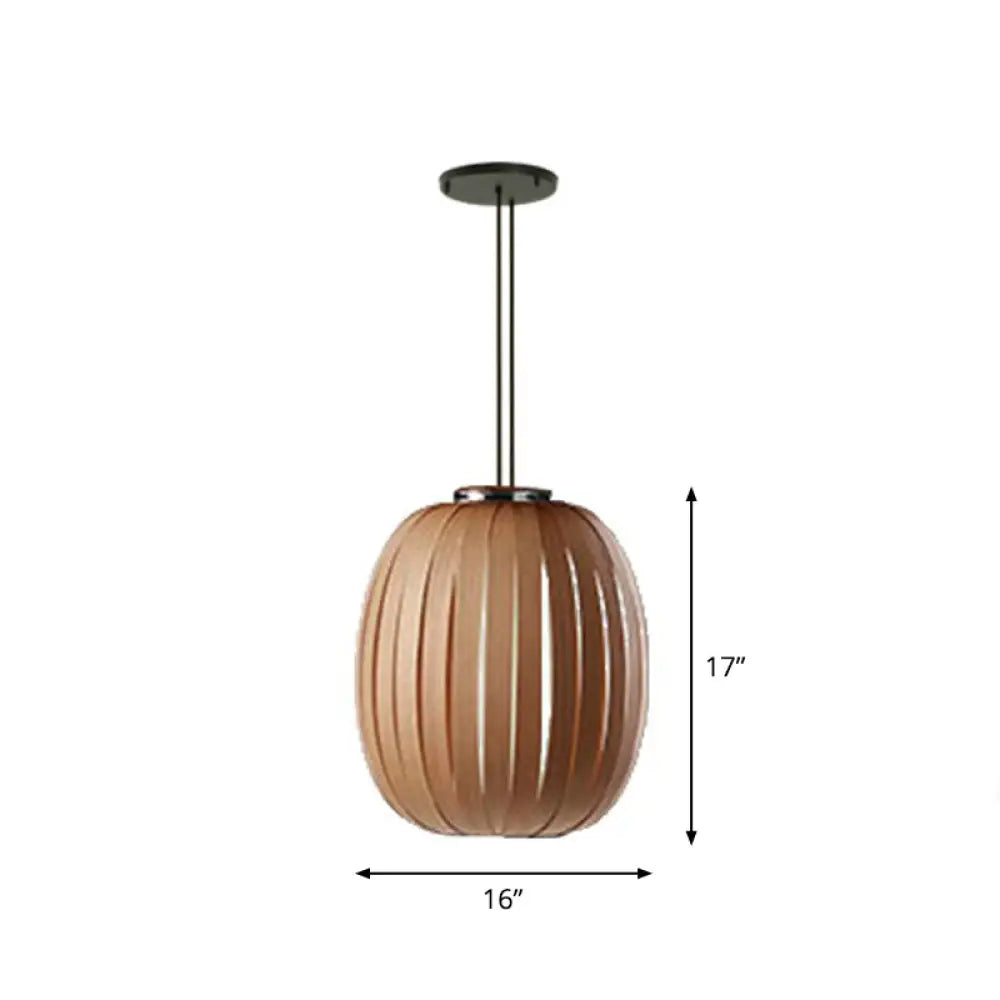 Sleek Wooden Pendant Light Kit For Sphere Restaurant Suspension - Single-Bulb Minimalist Design