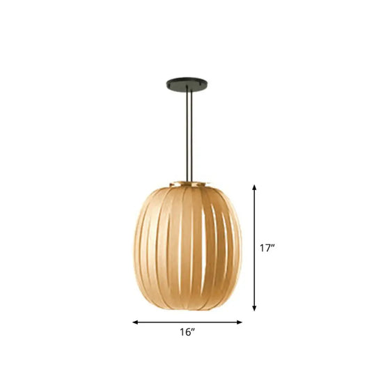 Sleek Wooden Pendant Light Kit For Sphere Restaurant Suspension - Single-Bulb Minimalist Design Wood