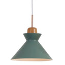 Sleek Wooden Top Pendant Light With Colorful Macaron Accent - Modern Minimalist 1-Light Lighting