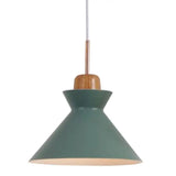 Sleek Wooden Top Pendant Light With Colorful Macaron Accent - Modern Minimalist 1-Light Lighting