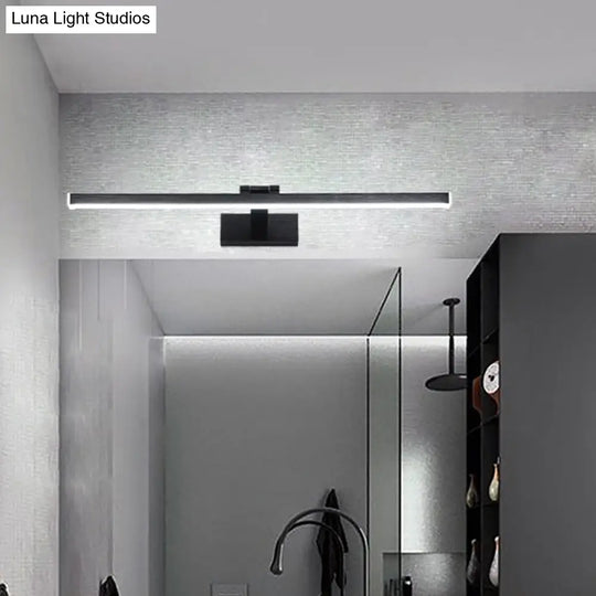 Slender Black Led Vanity Light In Modern Style - Wall Mount Lighting Idea Warm/White Glow