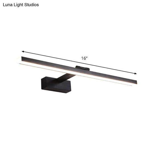 Slender Black Led Vanity Light In Modern Style - Wall Mount Lighting Idea Warm/White Glow