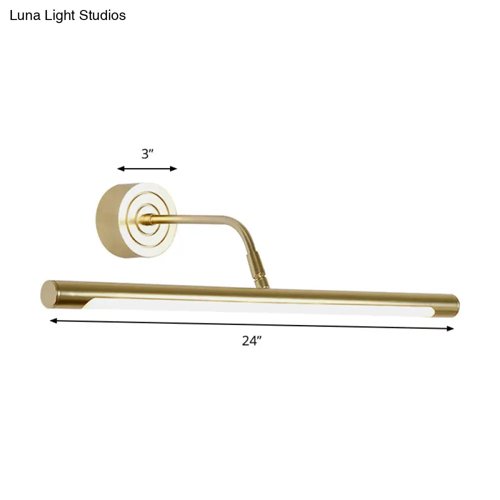 Slim Golden Led Vanity Mirror Light With Modern Metal Design - 16/20 Wall Mount Lamp For Bedroom