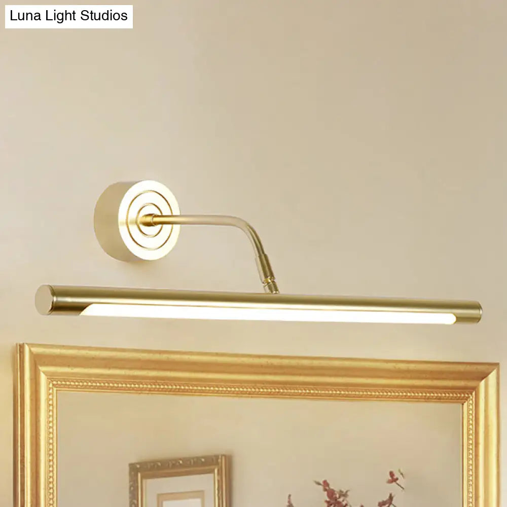 Slim Golden Led Vanity Mirror Light With Modern Metal Design - 16/20 Wall Mount Lamp For Bedroom