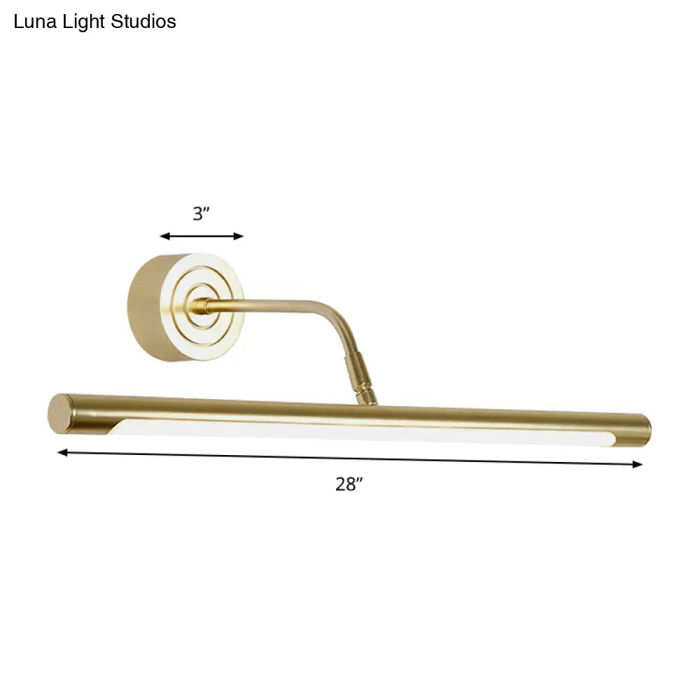 Slim Golden Led Vanity Mirror Light With Modern Metal Design - 16/20 Wall Mount Lamp For Bedroom