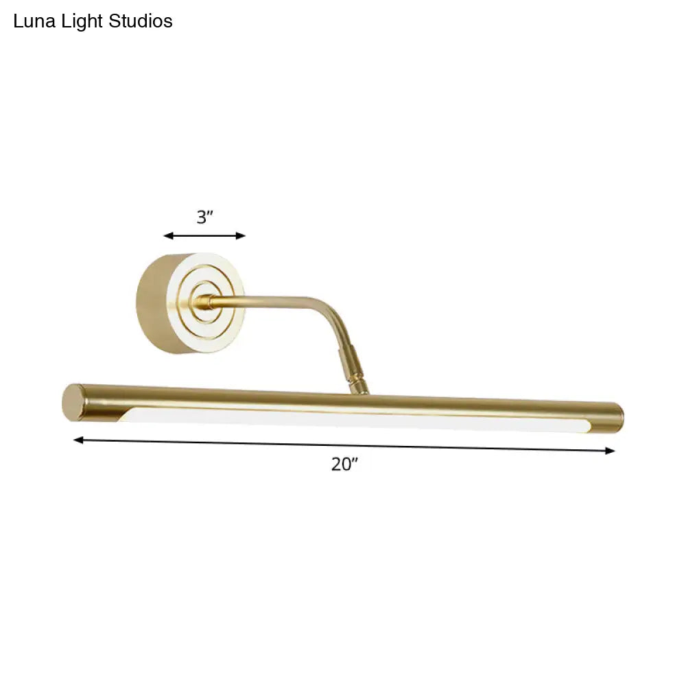 Slim Golden Led Vanity Mirror Light With Modern Metal Design - 16/20 Wall Mount Lamp For Bedroom