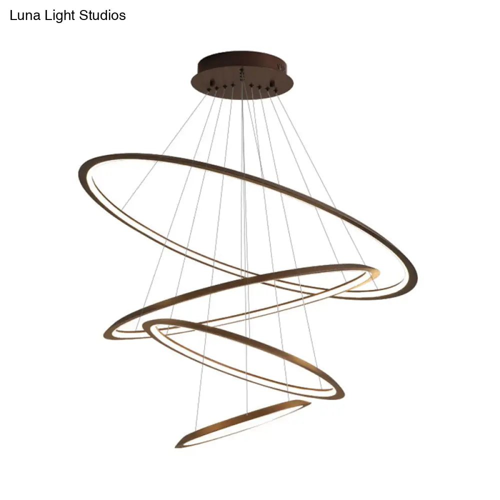 Slim Hoop Pendant Led Chandelier - 3/4 Tiers Aluminum Gold/Coffee Living Room