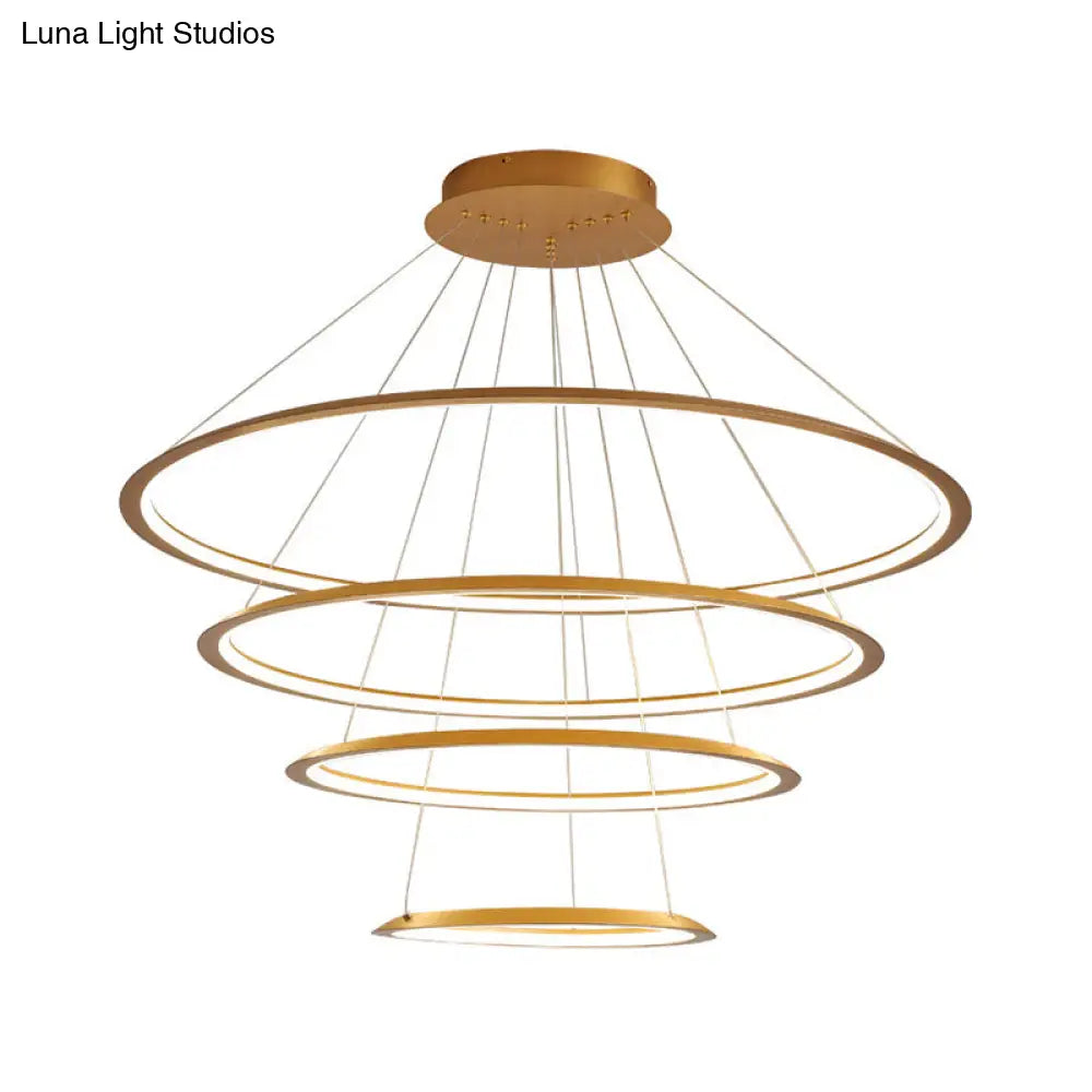 Slim Hoop Pendant Led Chandelier - 3/4 Tiers Aluminum Gold/Coffee Living Room