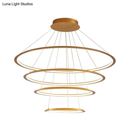 Slim Hoop Pendant Led Chandelier - 3/4 Tiers Aluminum Gold/Coffee Living Room