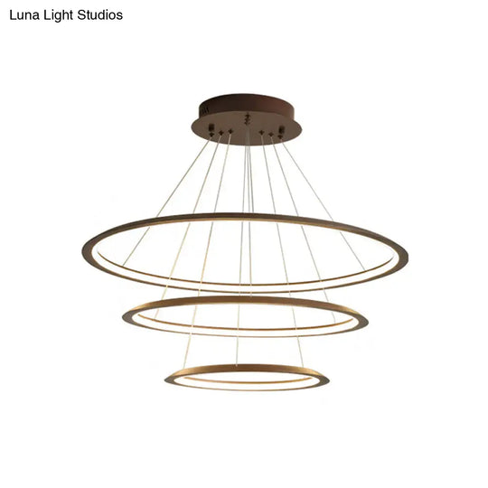 Slim Hoop Pendant Led Chandelier - 3/4 Tiers Aluminum Gold/Coffee Living Room