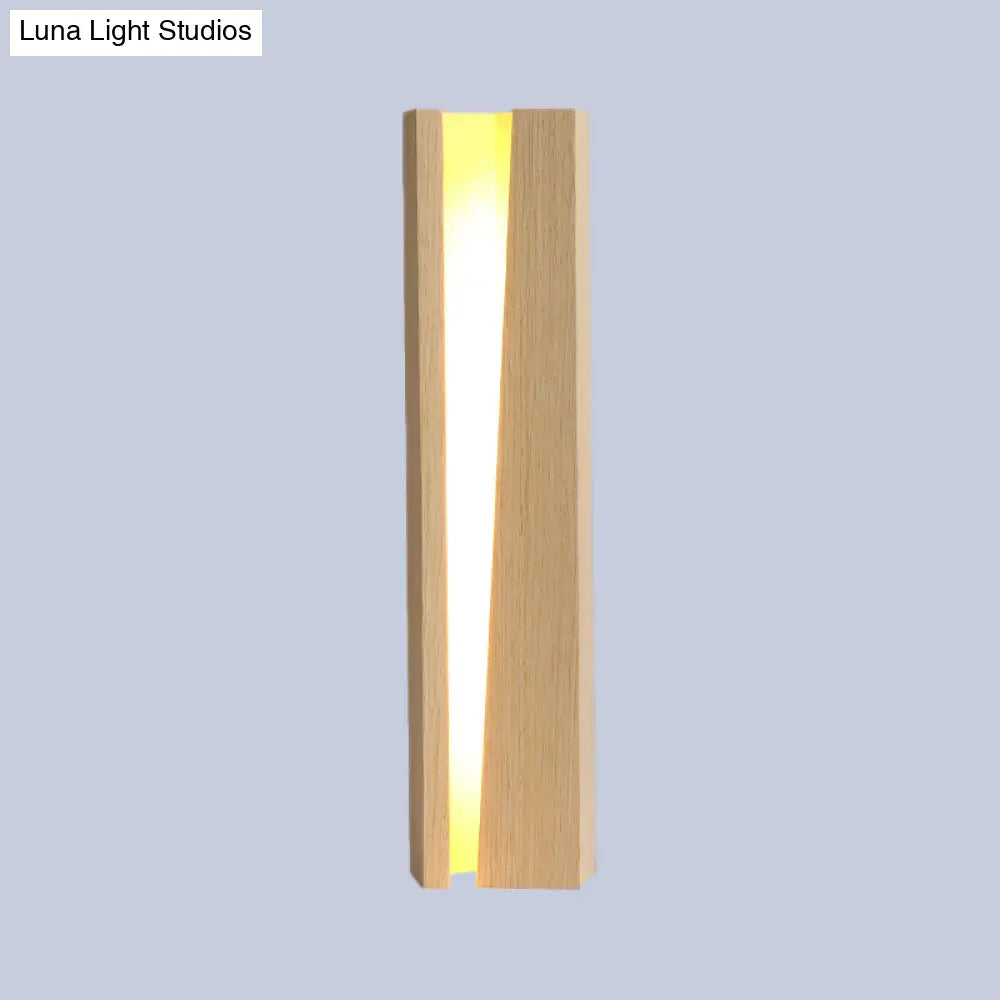 Small Beige Wood Led Desk Lamp - Modern Shaded Task Lighting For Living Room