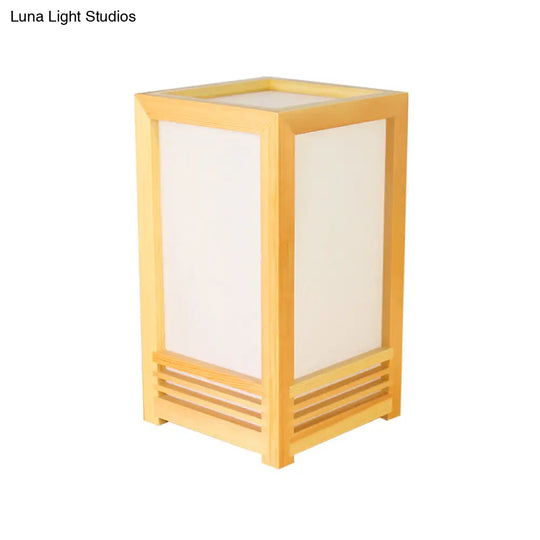 Small Light Wood Rectangle Table Lamp For Modern Living Room - Beige