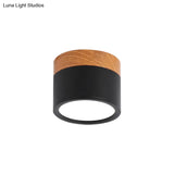 Small Macaron Metal Flush Mount Ceiling Light For Kitchen Bar - Yellow/Blue/Black & Wood