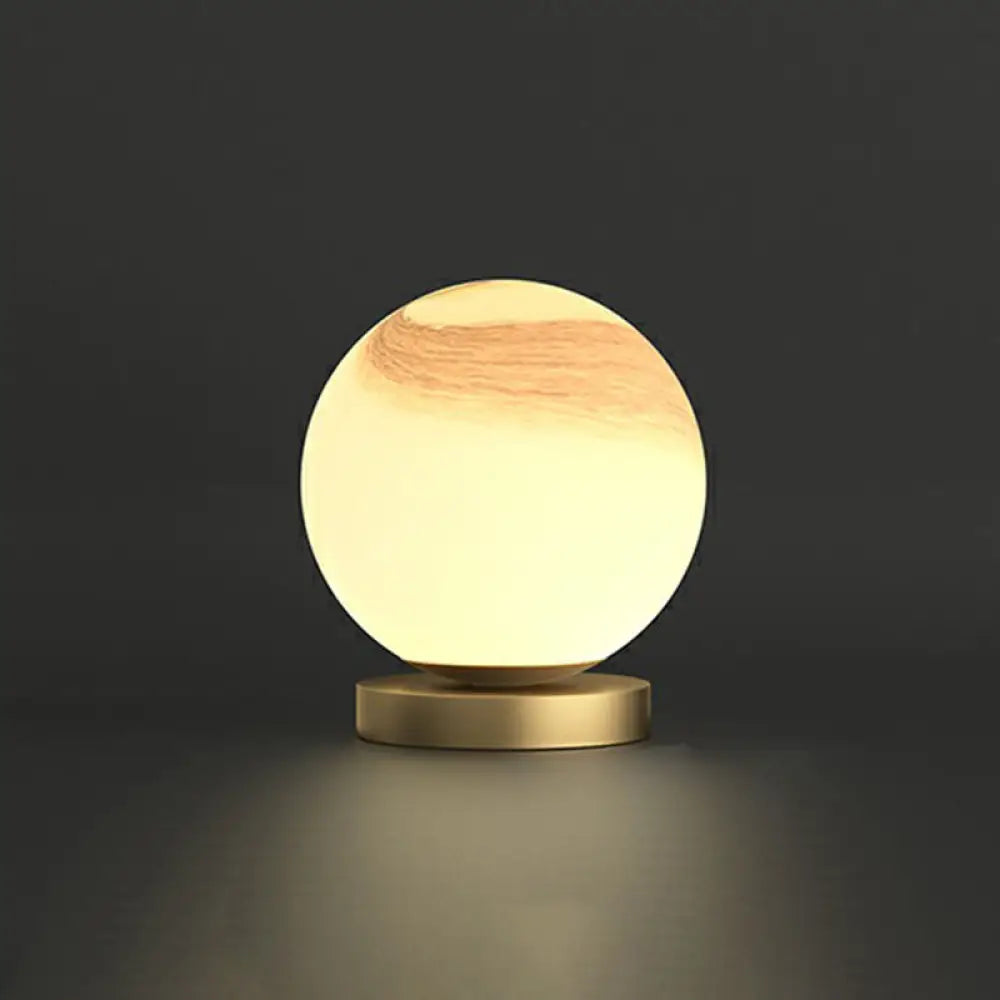 Small Sphere Night Light Glass Table Lamp With Gold Base - Simple And Elegant / D